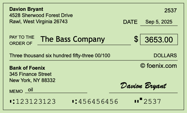How to write a check for $3,653