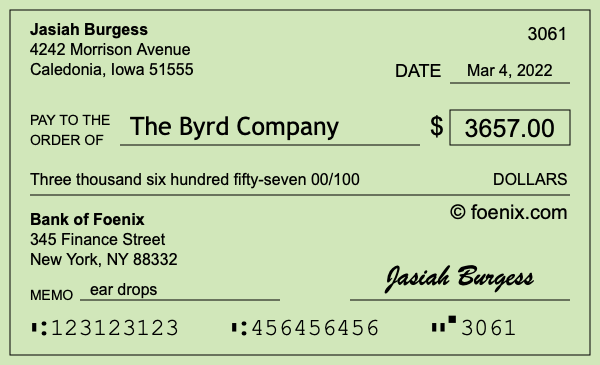 How to write a check for $3,657