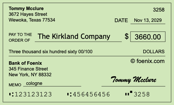 How to write a check for $3,660