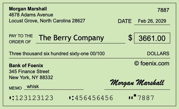 How to write a check for $3,661