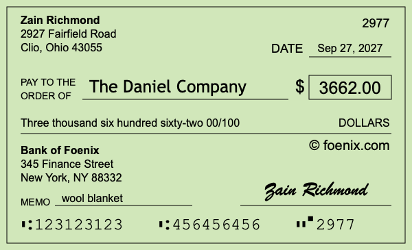 How to write a check for $3,662