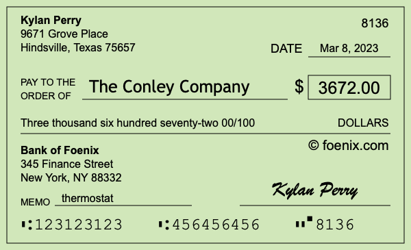 How to write a check for $3,672