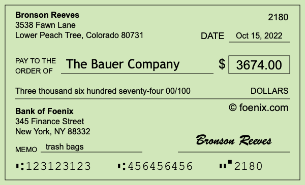 How to write a check for $3,674