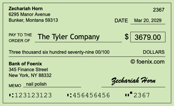 How to write a check for $3,679
