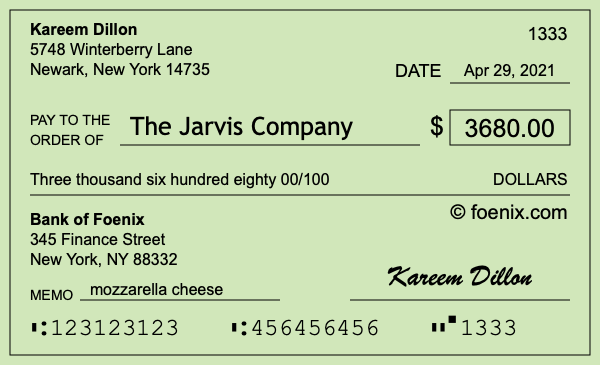 How to write a check for $3,680