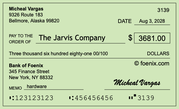 How to write a check for $3,681