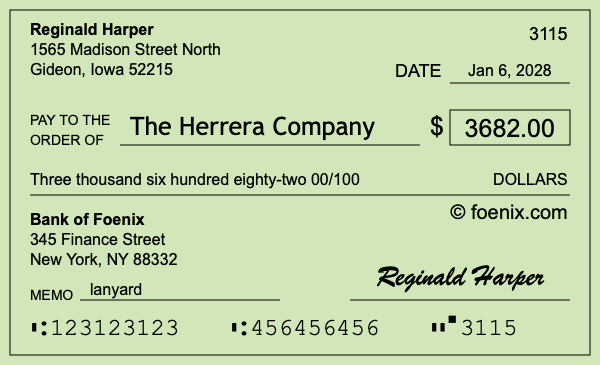 How to write a check for $3,682