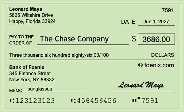 How to write a check for $3,686