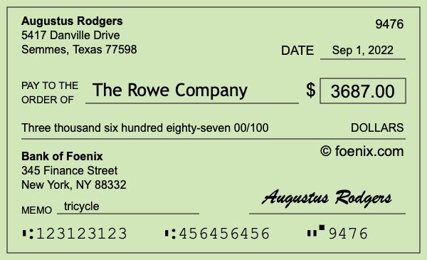 How to write a check for $3,687