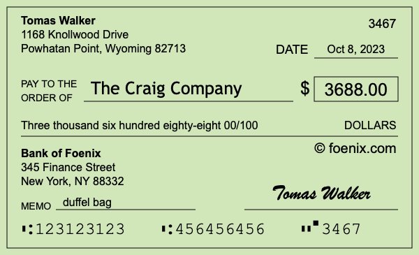 How to write a check for $3,688