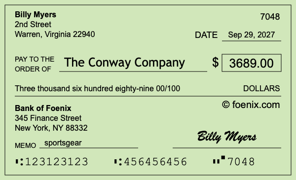 How to write a check for $3,689