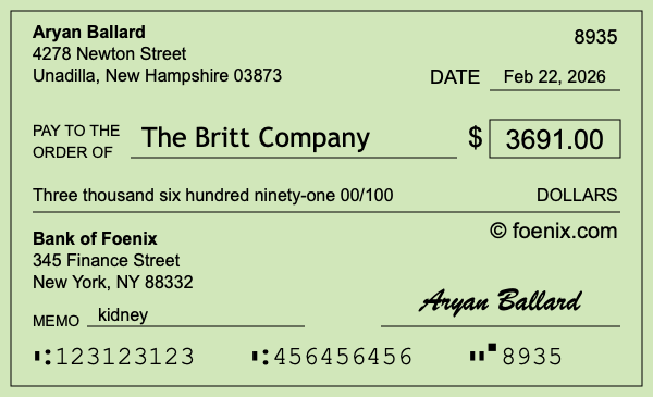 How to write a check for $3,691