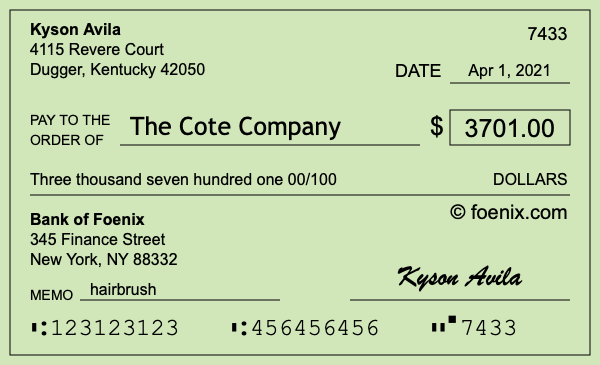 How to write a check for $3,701