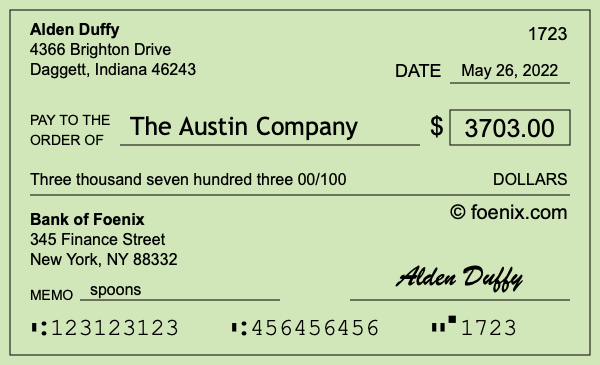 How to write a check for $3,703