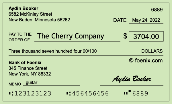 How to write a check for $3,704