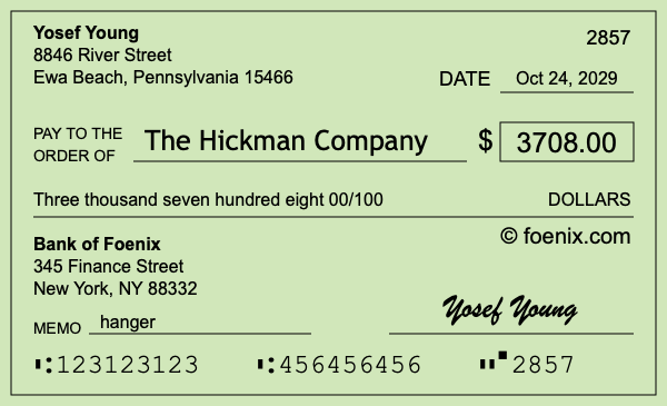 How to write a check for $3,708
