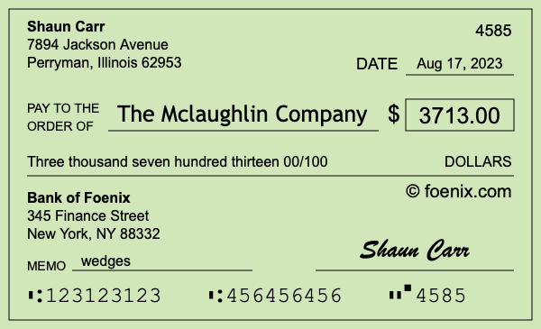 How to write a check for $3,713