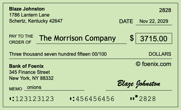 How to write a check for $3,715