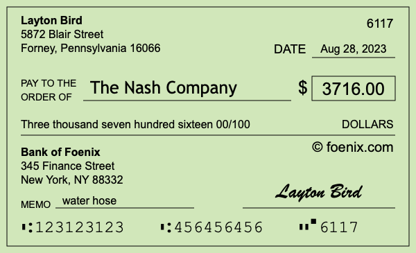 How to write a check for $3,716