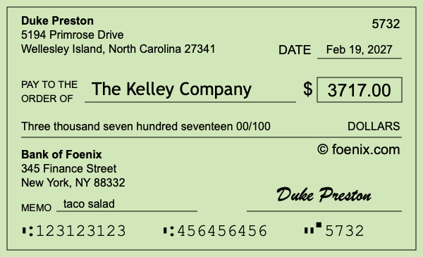 How to write a check for $3,717