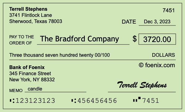 How to write a check for $3,720