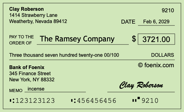How to write a check for $3,721