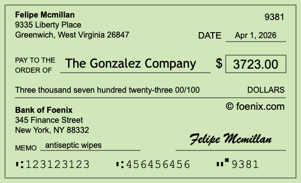 How to write a check for $3,723