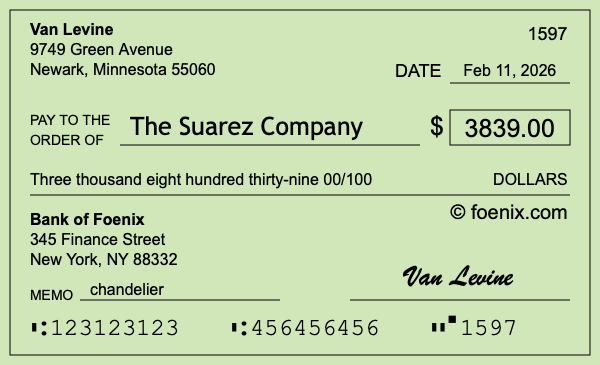 How to write a check for $3,839