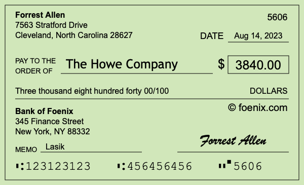 How to write a check for $3,840