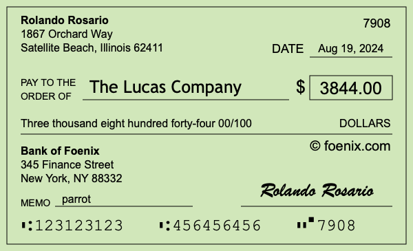 How to write a check for $3,844