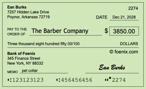 How to write a check for $3,850