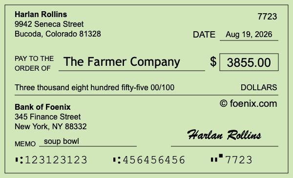 How to write a check for $3,855