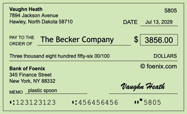 How to write a check for $3,856