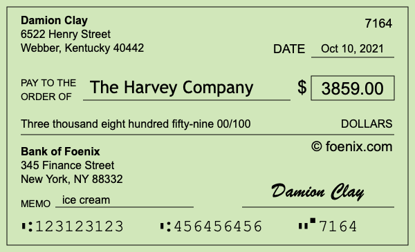 How to write a check for $3,859