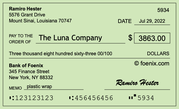 How to write a check for $3,863
