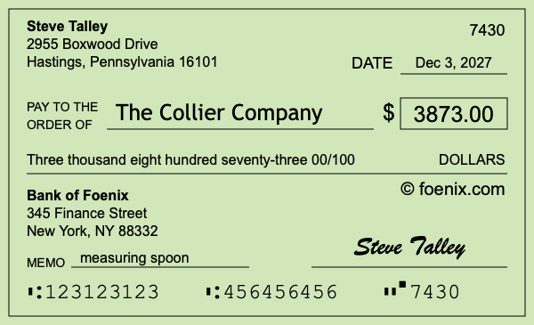 How to write a check for $3,873