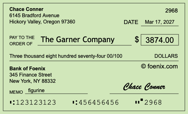 How to write a check for $3,874