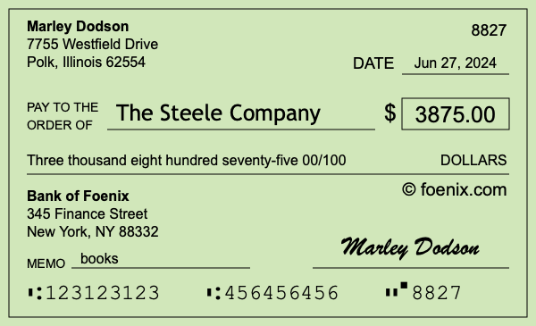 How to write a check for $3,875