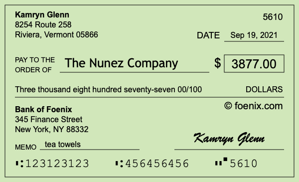 How to write a check for $3,877