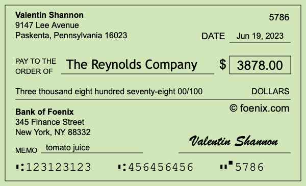 How to write a check for $3,878