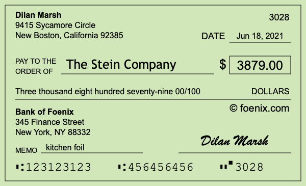 How to write a check for $3,879