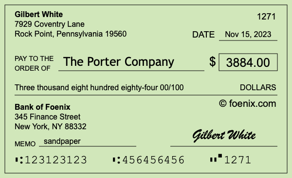 How to write a check for $3,884