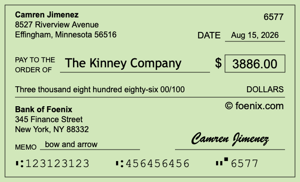 How to write a check for $3,886