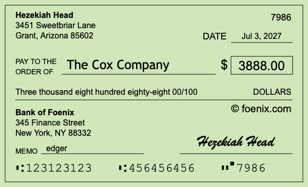 How to write a check for $3,888