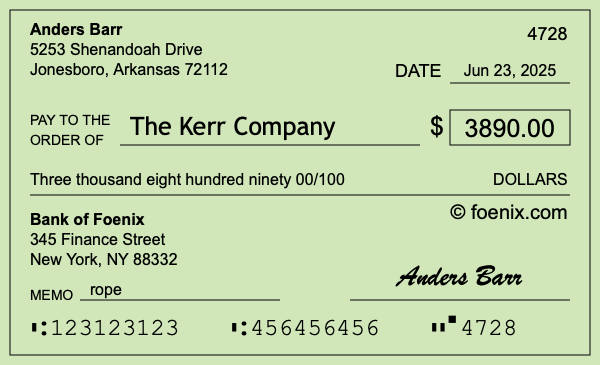 How to write a check for $3,890