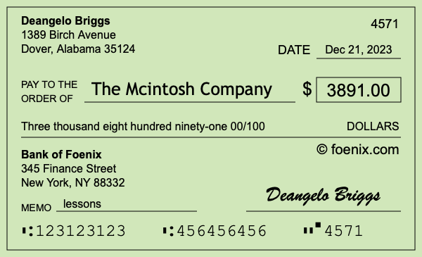 How to write a check for $3,891