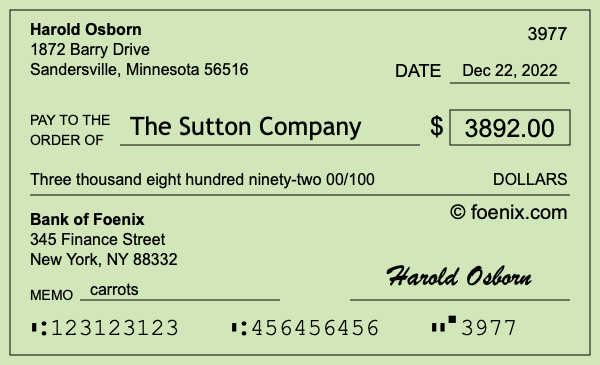 How to write a check for $3,892