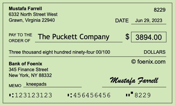 How to write a check for $3,894