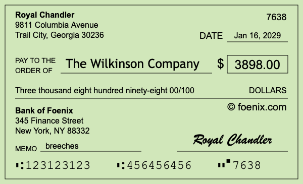 How to write a check for $3,898