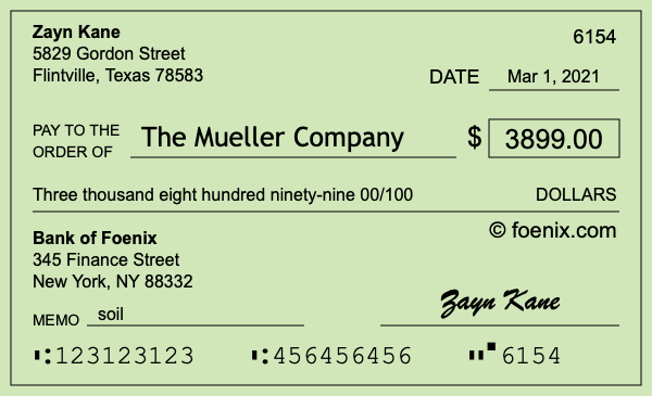 How to write a check for $3,899